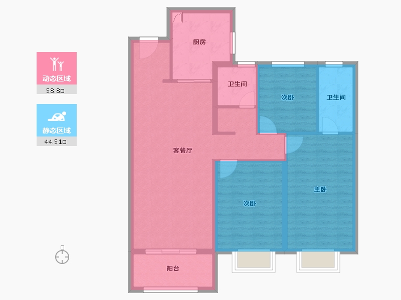 陕西省-西安市-龙湖云璟-92.80-户型库-动静分区