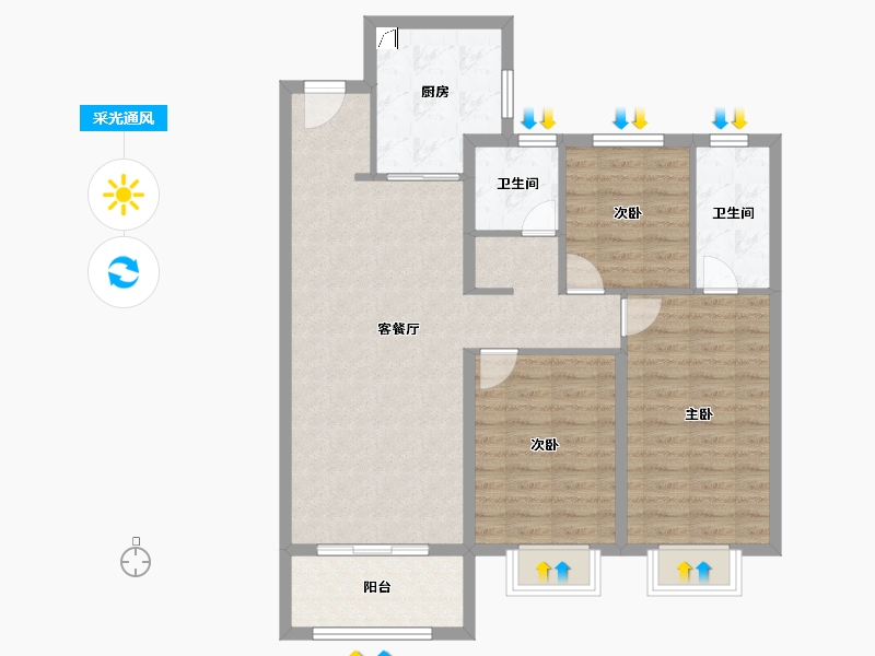 陕西省-西安市-龙湖云璟-92.80-户型库-采光通风