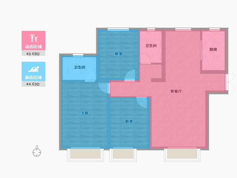 新疆维吾尔自治区-乌鲁木齐市-东方今典·御府-84.36-户型库-动静分区