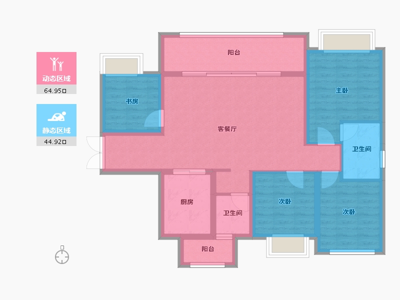 四川省-成都市-蜀道翰文府-98.02-户型库-动静分区