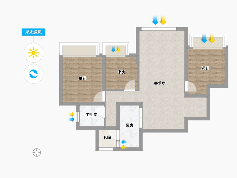 四川省-成都市-蜀道翰文府-64.18-户型库-采光通风