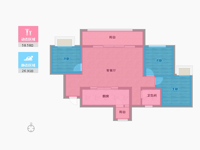 四川省-成都市-蜀道翰文府-75.85-户型库-动静分区