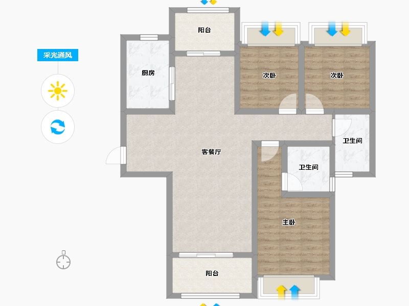 四川省-成都市-保利北新时区-94.40-户型库-采光通风