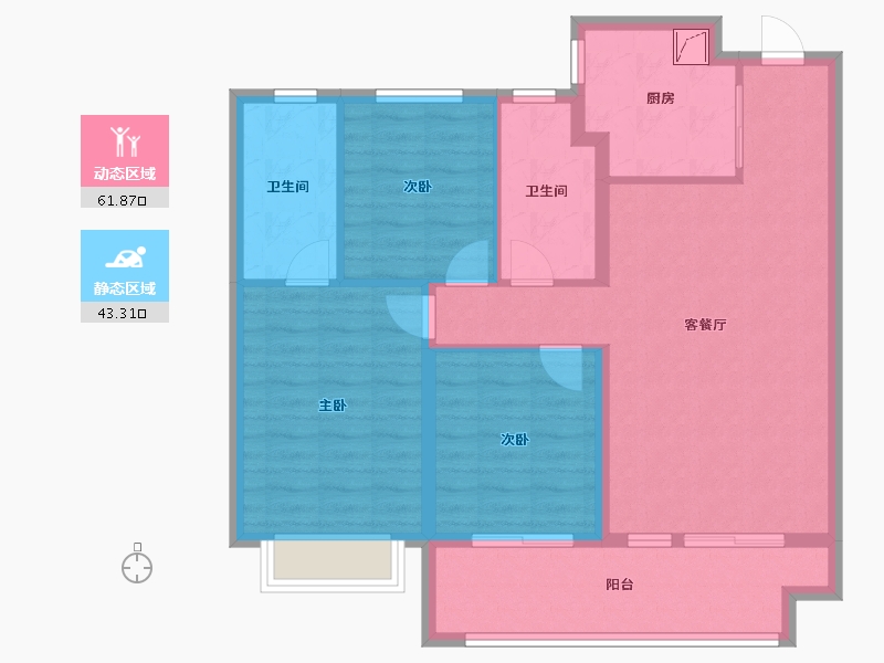 陕西省-咸阳市-天地源·和樾溪谷-94.40-户型库-动静分区