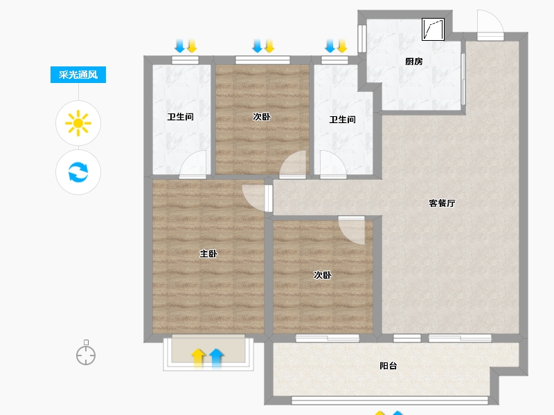 陕西省-咸阳市-天地源·和樾溪谷-94.40-户型库-采光通风