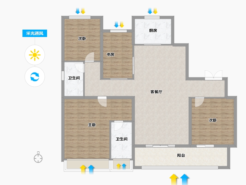 河南省-郑州市-华润郑东万象城·幸福里-143.29-户型库-采光通风