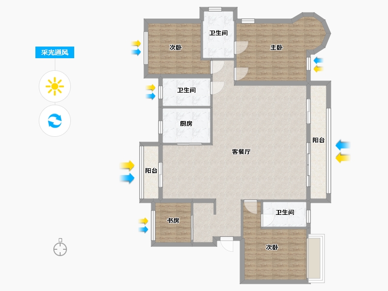 浙江省-衢州市-贝林揽月湾-161.00-户型库-采光通风