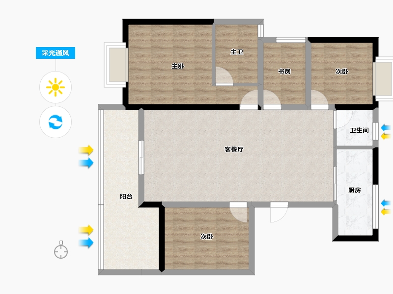 云南省-思茅市-金水湾壹号-98.00-户型库-采光通风