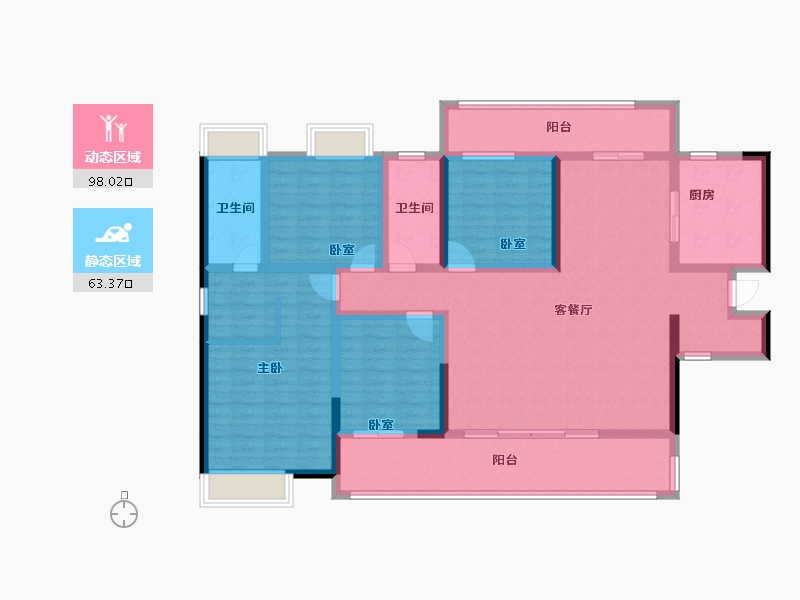 湖南省-郴州市-湖南建工北湖名著-143.71-户型库-动静分区