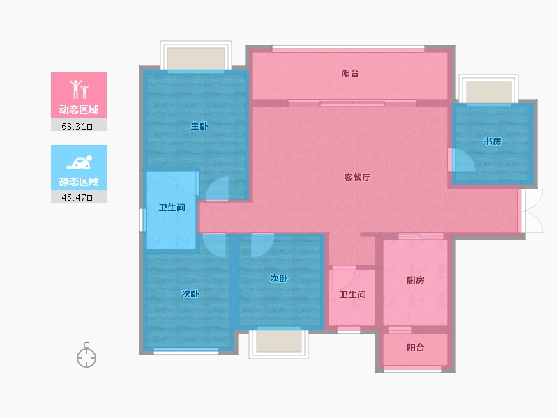 四川省-成都市-蜀道翰文府-96.89-户型库-动静分区