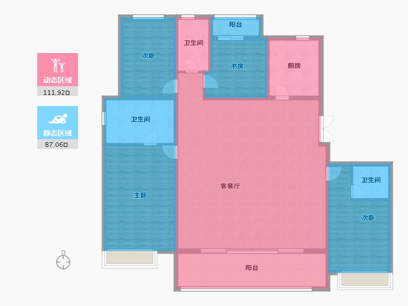 河南省-郑州市-华润郑东万象城·幸福里-182.41-户型库-动静分区