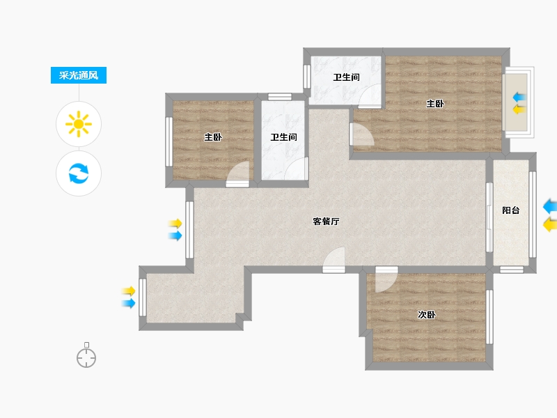 山东省-菏泽市-菏建康馨家园-90.00-户型库-采光通风