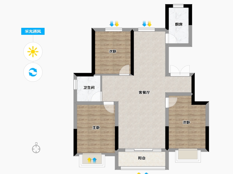 河北省-邢台市-天地领峯-90.00-户型库-采光通风