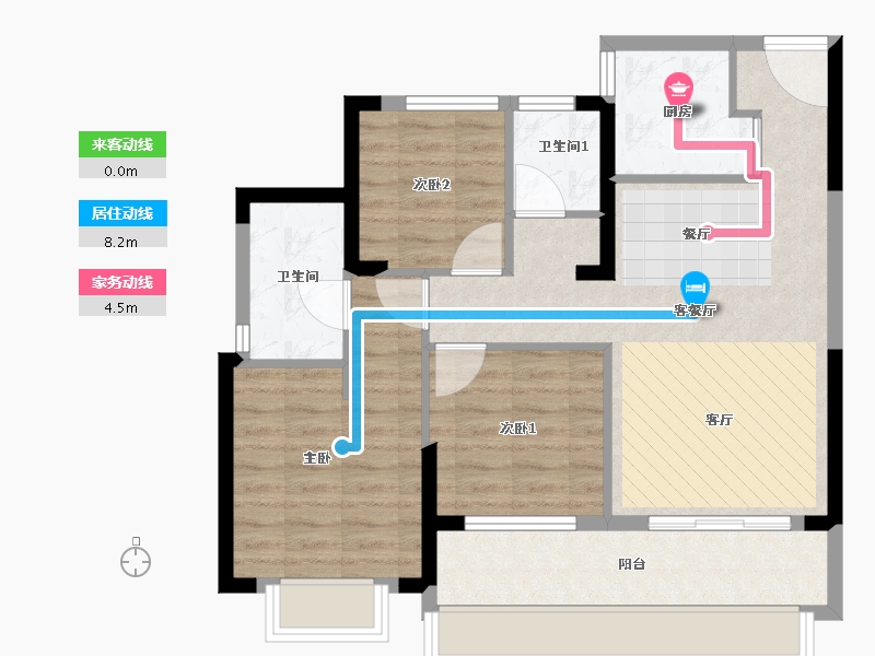 贵州省-六盘水市-星筑•中央公园-78.62-户型库-动静线