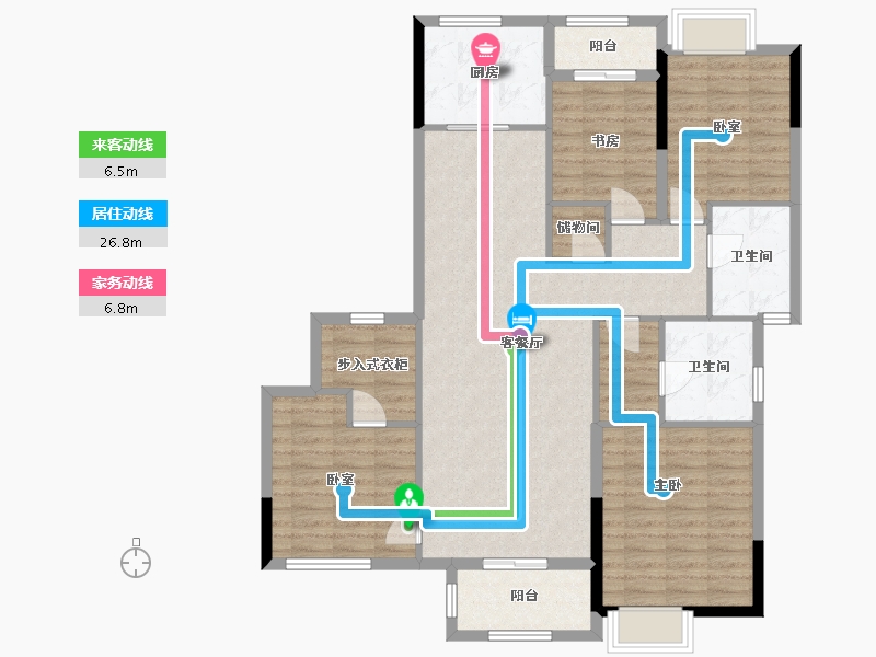 浙江省-杭州市-和家园玺园-118.13-户型库-动静线