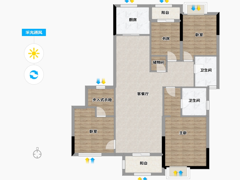 浙江省-杭州市-和家园玺园-118.13-户型库-采光通风