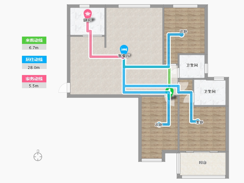 陕西省-宝鸡市-团结一组住宅新区-101.00-户型库-动静线