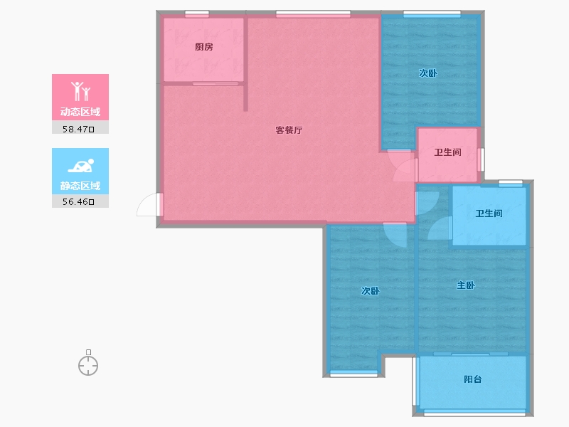 陕西省-宝鸡市-团结一组住宅新区-101.00-户型库-动静分区