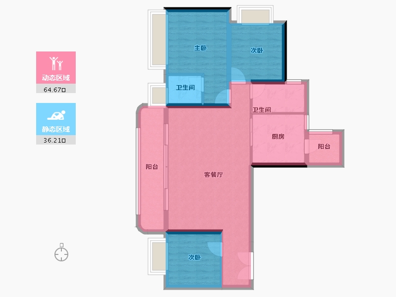 重庆-重庆市-新希望D10天际-90.55-户型库-动静分区