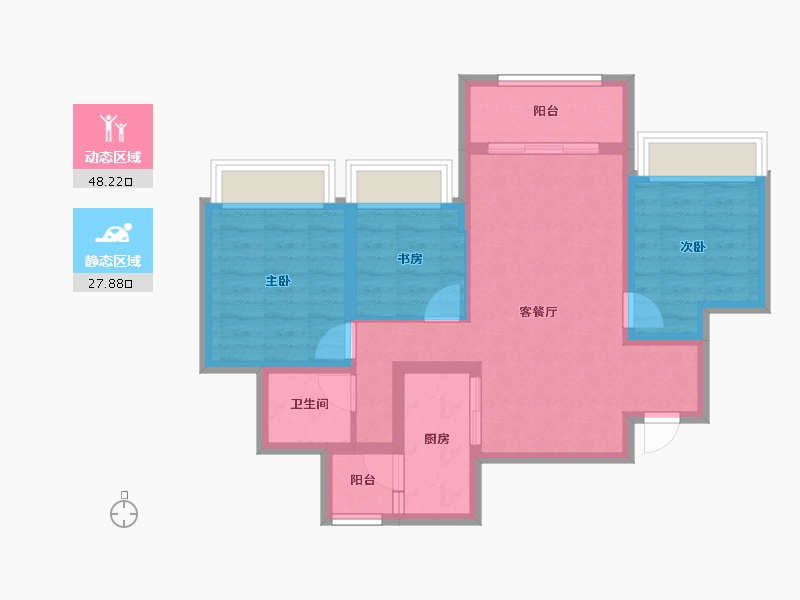 四川省-成都市-蜀道翰文府-66.73-户型库-动静分区