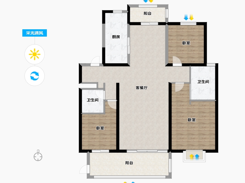 海南省-海口市-富力首府-133.45-户型库-采光通风