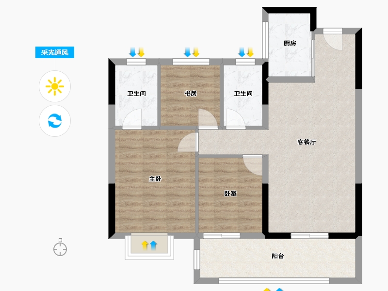 浙江省-杭州市-保利都和轩-80.00-户型库-采光通风