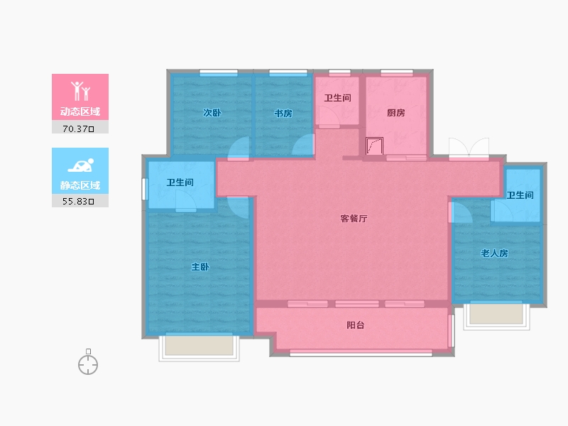 陕西省-咸阳市-天地源·和樾溪谷-113.60-户型库-动静分区