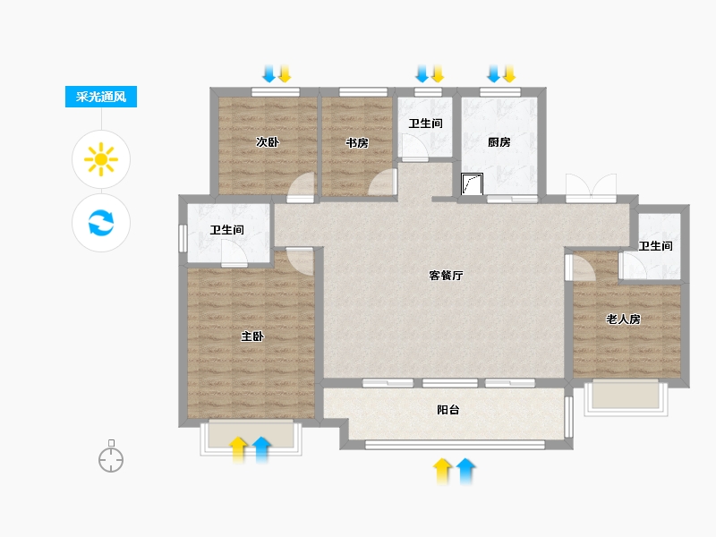 陕西省-咸阳市-天地源·和樾溪谷-113.60-户型库-采光通风