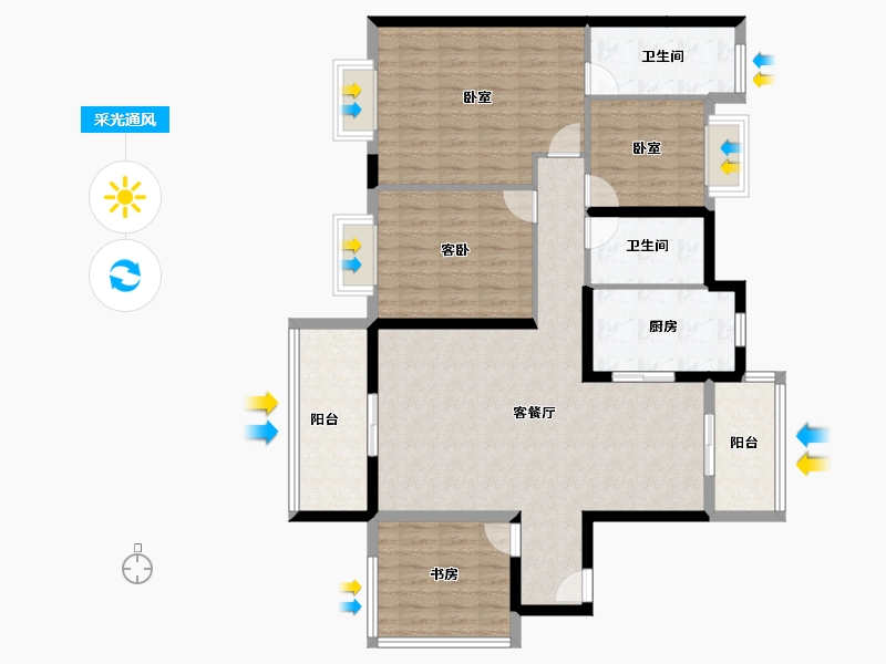 广东省-江门市-台山保利中央公馆-121.00-户型库-采光通风