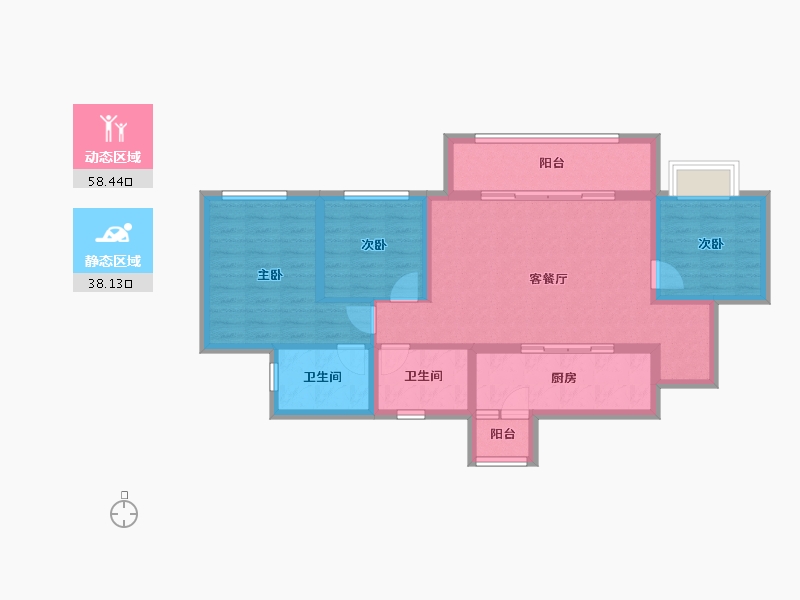 四川省-成都市-蜀道翰文府-85.61-户型库-动静分区