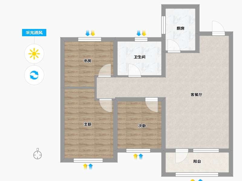 内蒙古自治区-赤峰市-富兴国际-85.00-户型库-采光通风