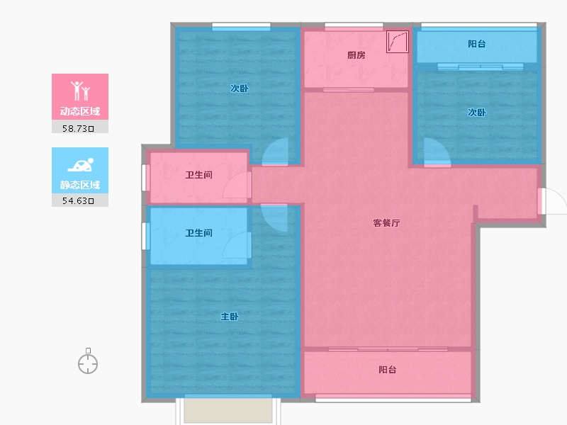 陕西省-咸阳市-公园华府-101.70-户型库-动静分区