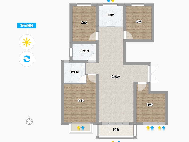 陕西省-榆林市-东城芳院-83.60-户型库-采光通风