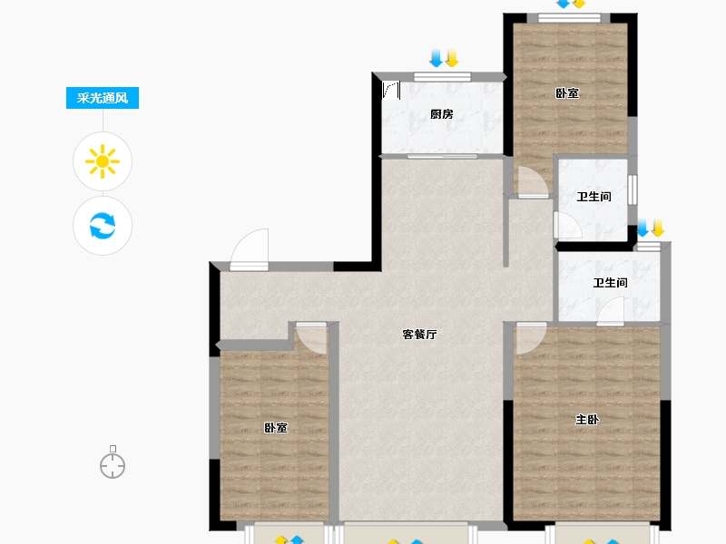 陕西省-西安市-紫云府学宸-104.00-户型库-采光通风