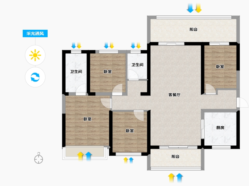 海南省-海口市-大华锦绣海岸-112.80-户型库-采光通风