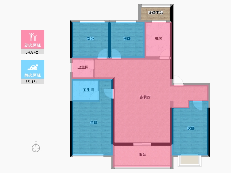 山东省-泰安市-泰山壹号院-109.75-户型库-动静分区