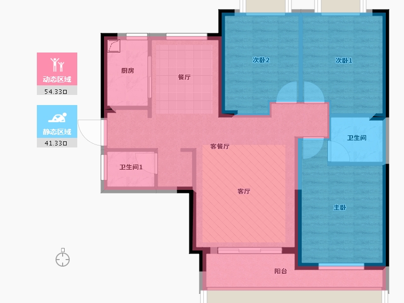 贵州省-六盘水市-星筑•中央公园-85.32-户型库-动静分区