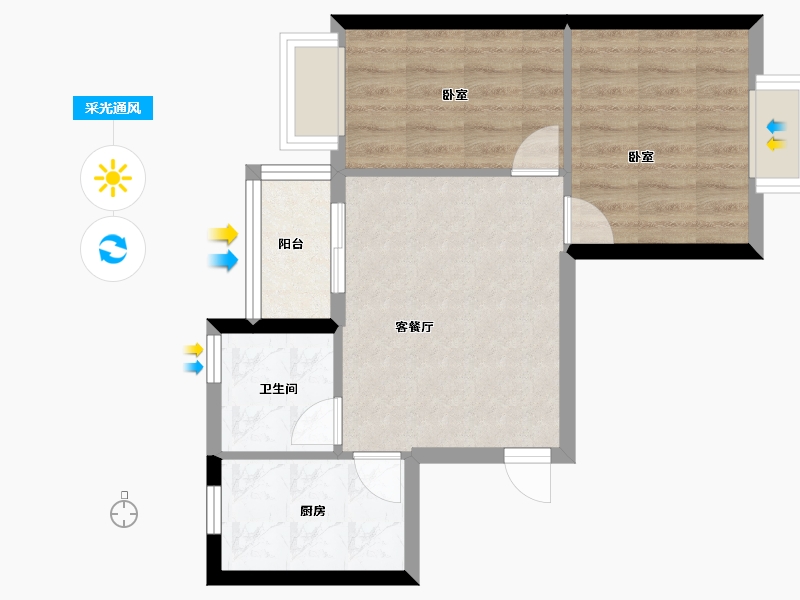 江苏省-南通市-恒大海上威尼斯-60.00-户型库-采光通风