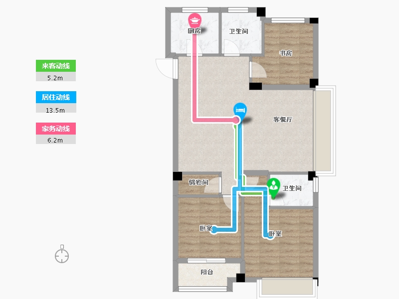 浙江省-杭州市-棠颂大院-81.96-户型库-动静线