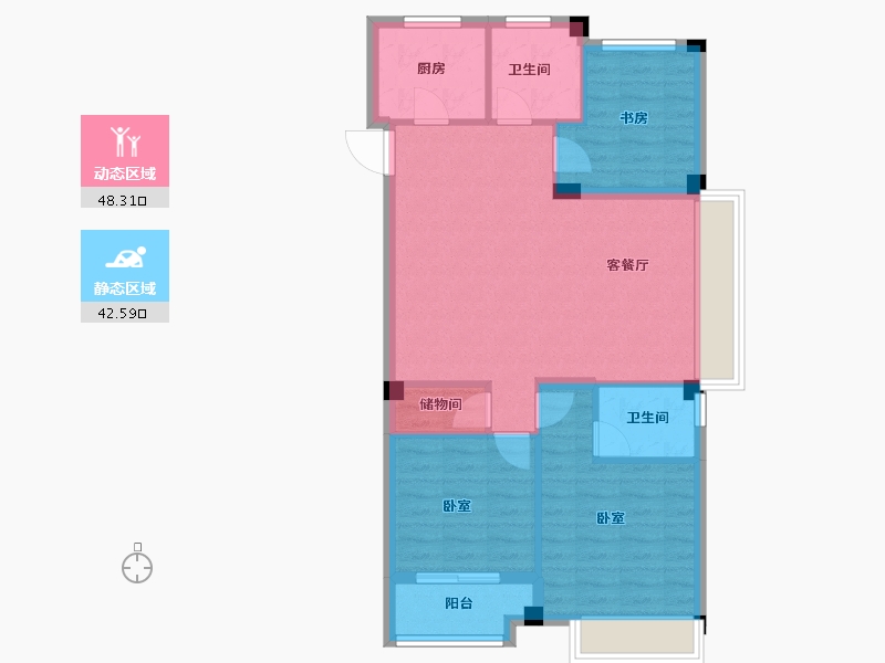 浙江省-杭州市-棠颂大院-81.96-户型库-动静分区