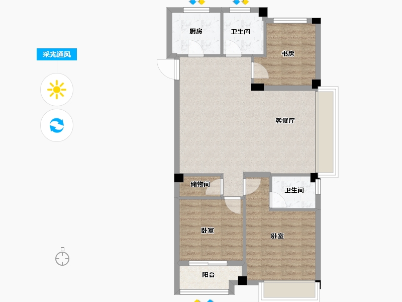 浙江省-杭州市-棠颂大院-81.96-户型库-采光通风