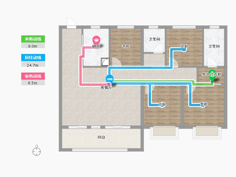 陕西省-咸阳市-天地源·和樾溪谷-107.20-户型库-动静线