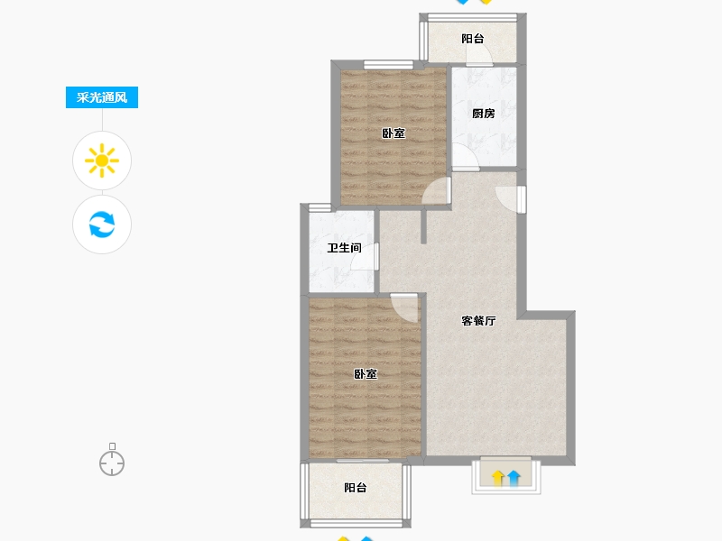 河北省-廊坊市-和平丽景-72.00-户型库-采光通风