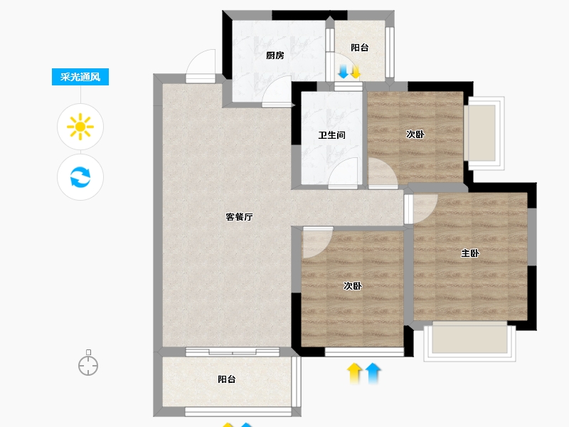 四川省-成都市-成都融创文旅城-69.57-户型库-采光通风