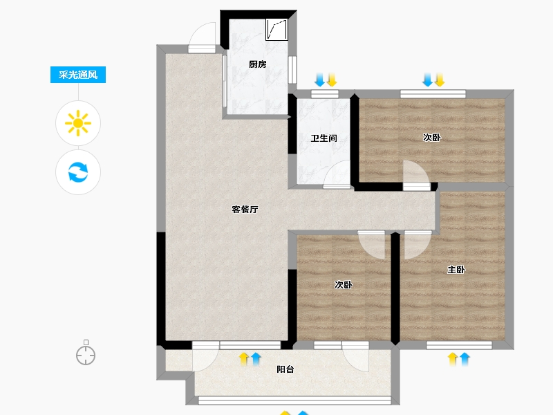 宁夏回族自治区-银川市-金地自在城-80.02-户型库-采光通风