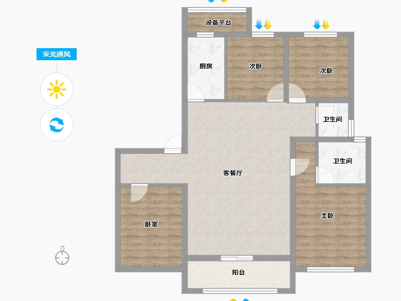 山东省-泰安市-泰山壹号院-101.17-户型库-采光通风