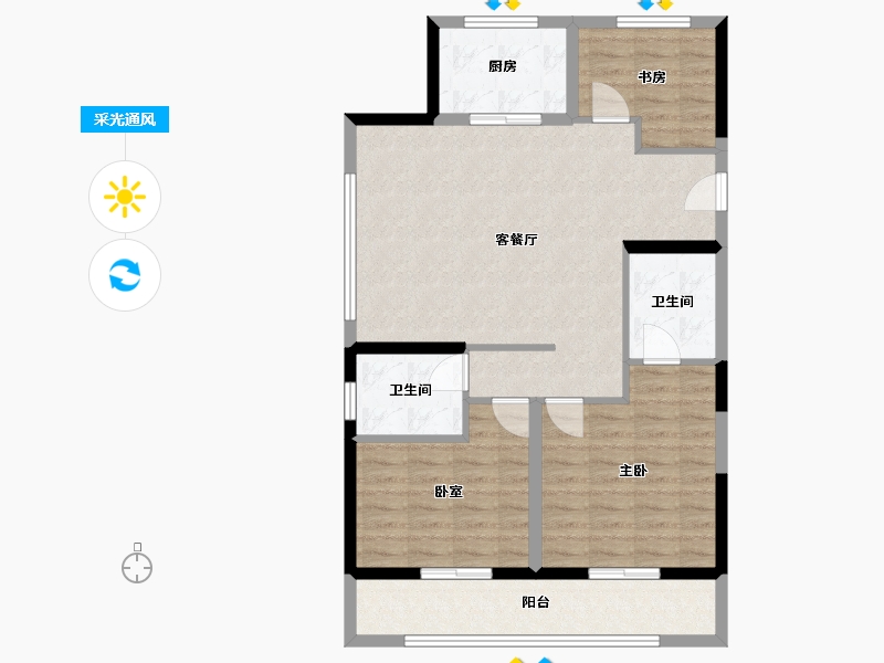 浙江省-杭州市-绿城桂语新月-88.76-户型库-采光通风