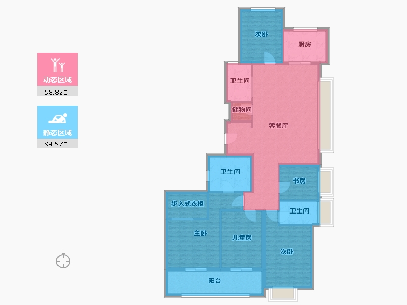 浙江省-杭州市-潮听映月府-138.45-户型库-动静分区