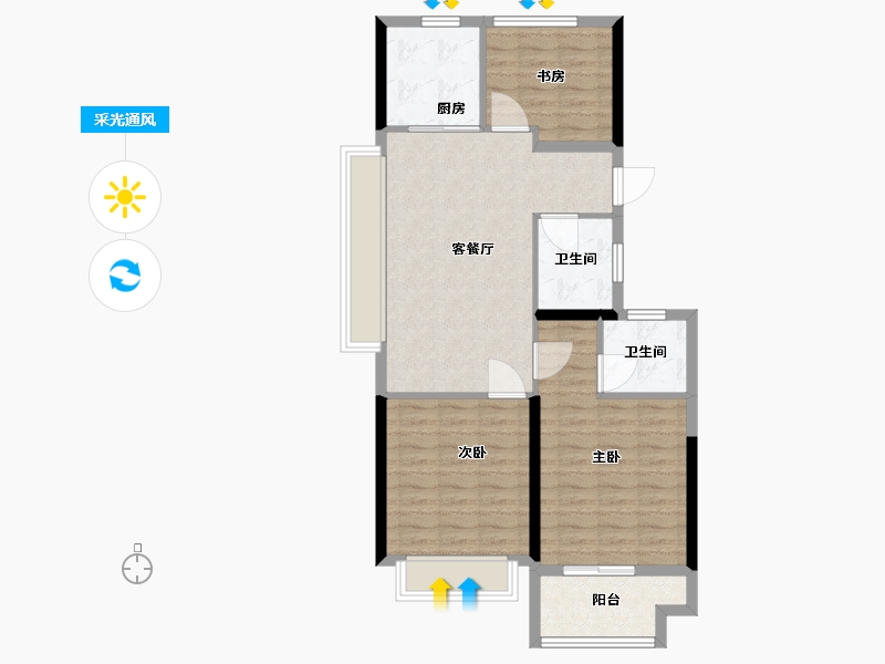 浙江省-嘉兴市-文昌花苑-83.00-户型库-采光通风