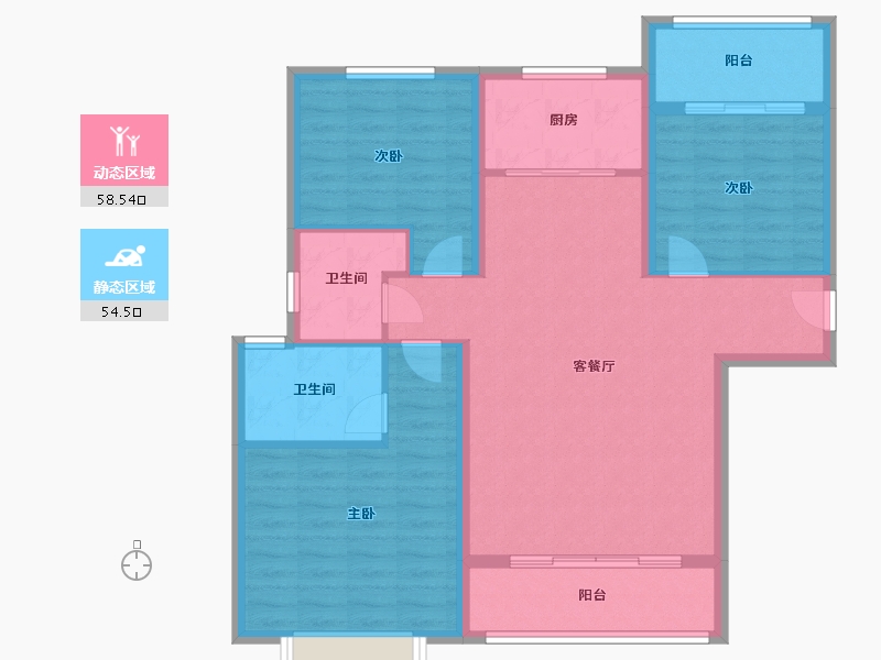 陕西省-咸阳市-公园华府-102.21-户型库-动静分区